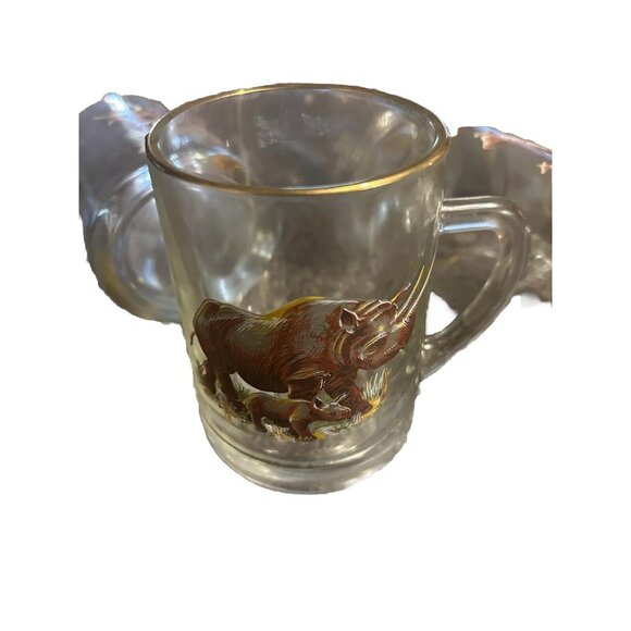 1960S Glass Beer Mug Set 4 with Animals Painted Coffee Cup 4.5”T 3.25”W - Picture 4 of 5
